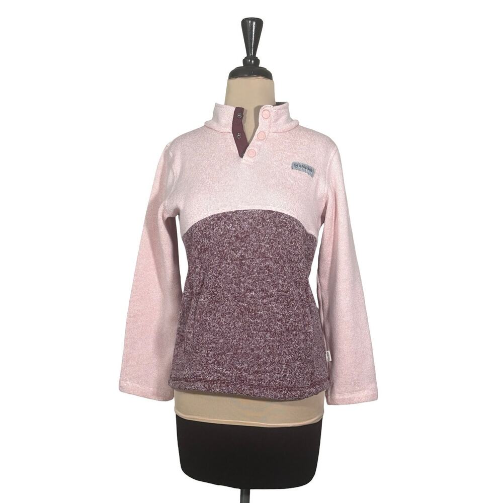 Magellan Outdoors Girls XL Light Pink Heather Plum Fleece Pullover